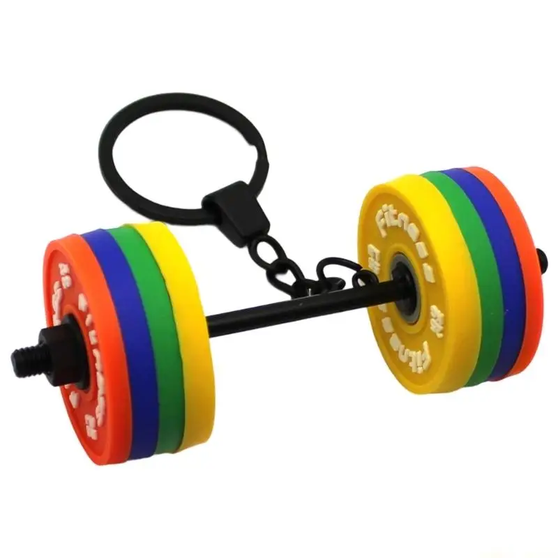 31BF Flexible Rubber Dumbbell Keychain Modern Fitness Decoration For Sport Lovers