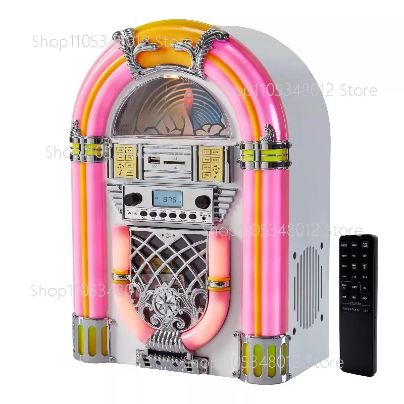 Version Vintage Bluetooth CD Jukebox Jukebox Speaker Led Color Changing Light Audio Restaurant Decoration