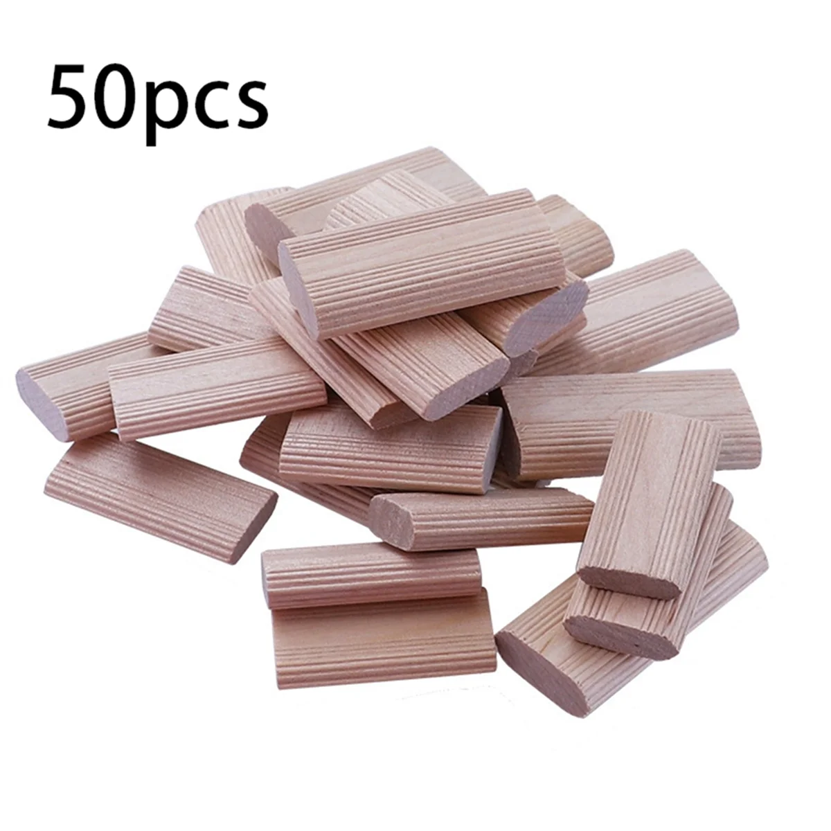 50 Pieces of 10mm Domino Wooden Dowel Connectors, Beech Wood Plugs, Woodworking Furniture Splicing Connectors