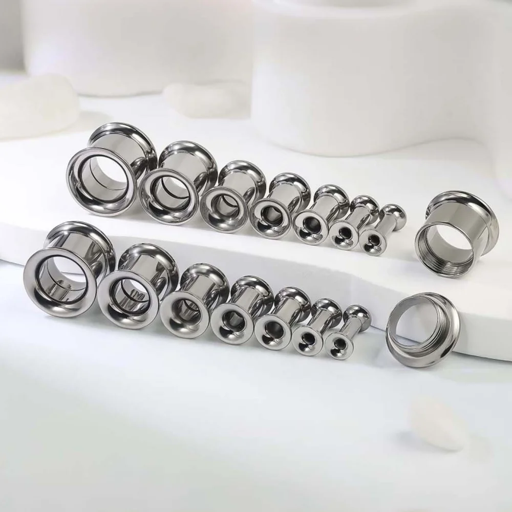 Gauges for Ears 316L Surgical Steel Mirror Finish Double Flared Tunnels Plugs Internally Threaded Ear Gauges Piercing
