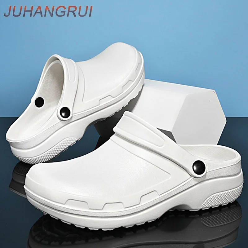 Mens Sandals Comfortable Lightweight Waterproof Oil Resistant Chef Work Shoes Women's Nurse Shoes Surgical Shoes Garden Slippers