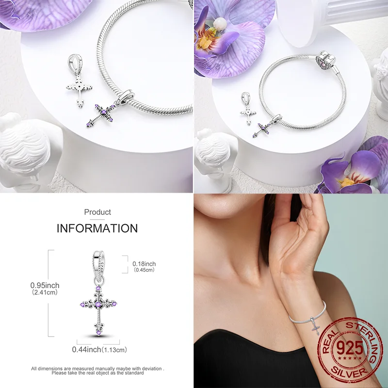 Mysterious Purple Series 925 Sterling Silver Charms Pendant Fit Original Bracelet Necklace For Women DIY Jewelry Gift