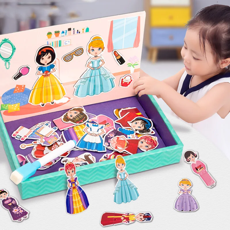 

Children Multifunction Animal Puzzle Paper Box Magnetic Writing Drawing Board Blackboard Learning Education Toys for Kids TMZ