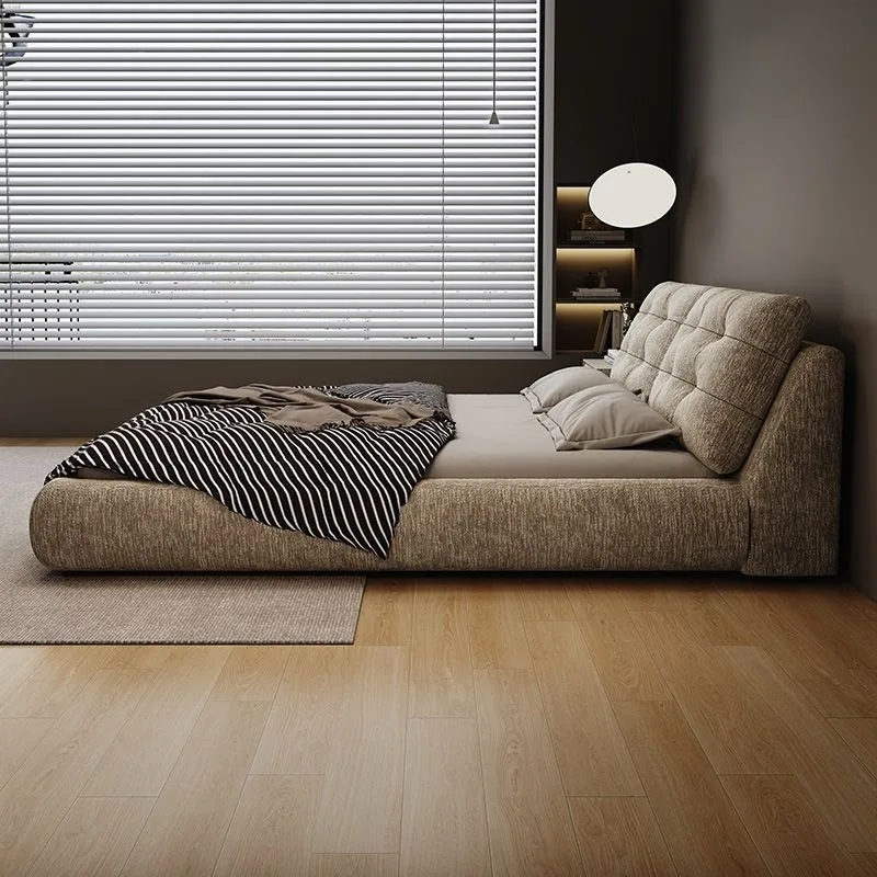 

Modern simple cat scratching fabric bed Italian master bedroom queen bed drawer storage double bed