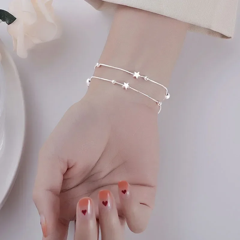 Pulsera de plata de ley 925 para mujer, brazalete de estrellas originales de lujo, moda coreana, joyería de diseñador para fiesta, boda, regalo de vacaciones