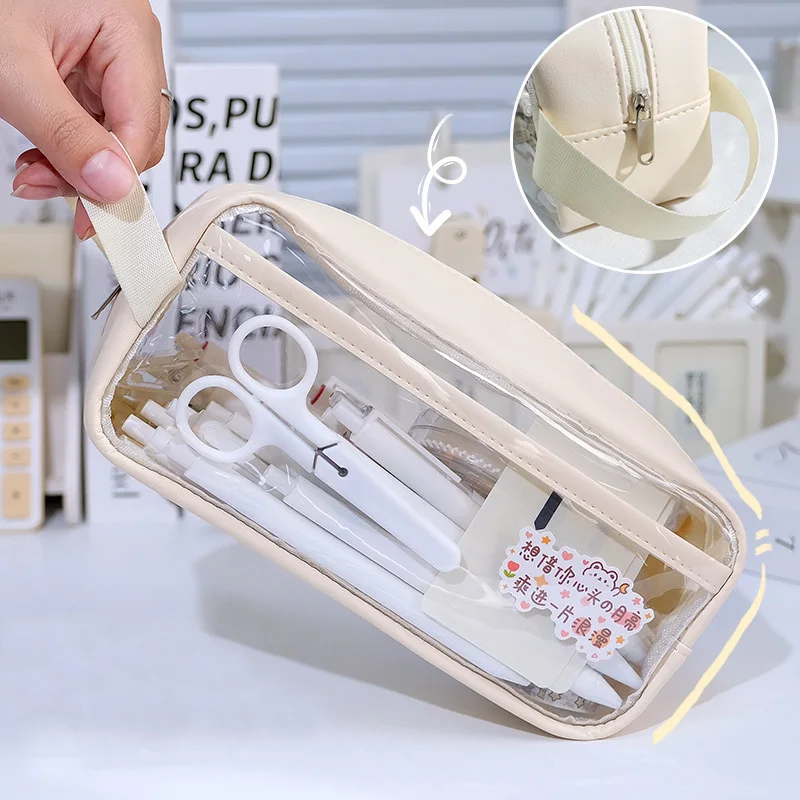 Transparent Pen Case Large Capacity Pencil Pouch High-value Students Special Pencil Case Stationery Pencilcase School Supplies