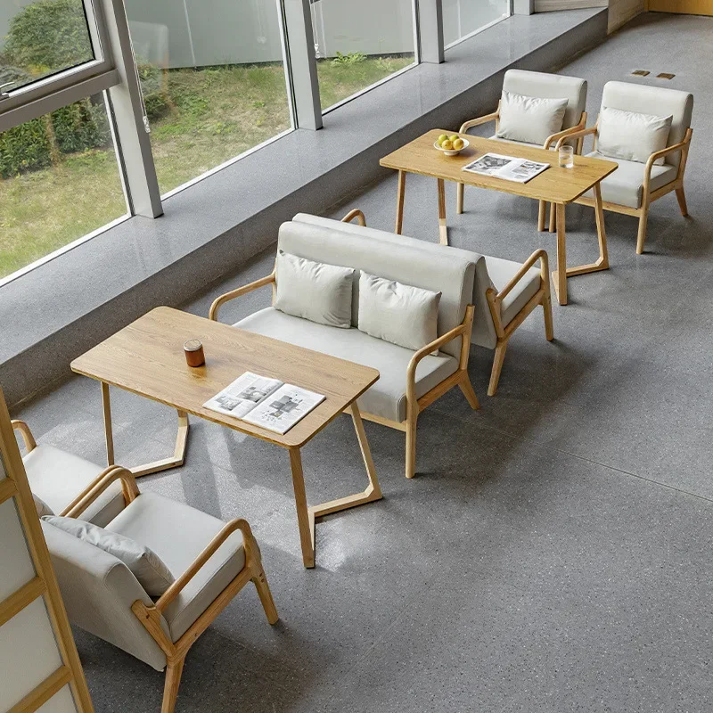 Internet celebrity chain milk tea shop table and chair combination simple negotiation solid wood chair dessert coffee casual res