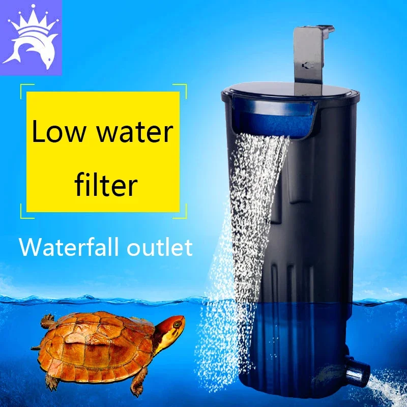 110V 220V Aquarium Turtle Tank Filter Low Water Level Small Fish Tank Waterfall Type Small Silent Built-in Filter Water Pump