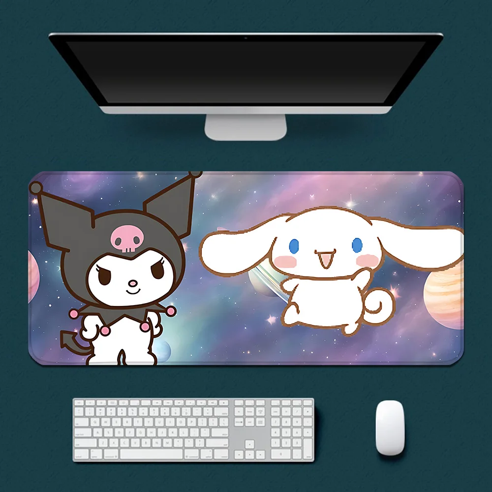 Imagem -04 - Kuromi Mousepad Bonito dos Desenhos Animados Impressão hd Gamers de Computador Borda de Bloqueio Mouse Pad Antiderrapante Xxl 90x40cm pc Desk