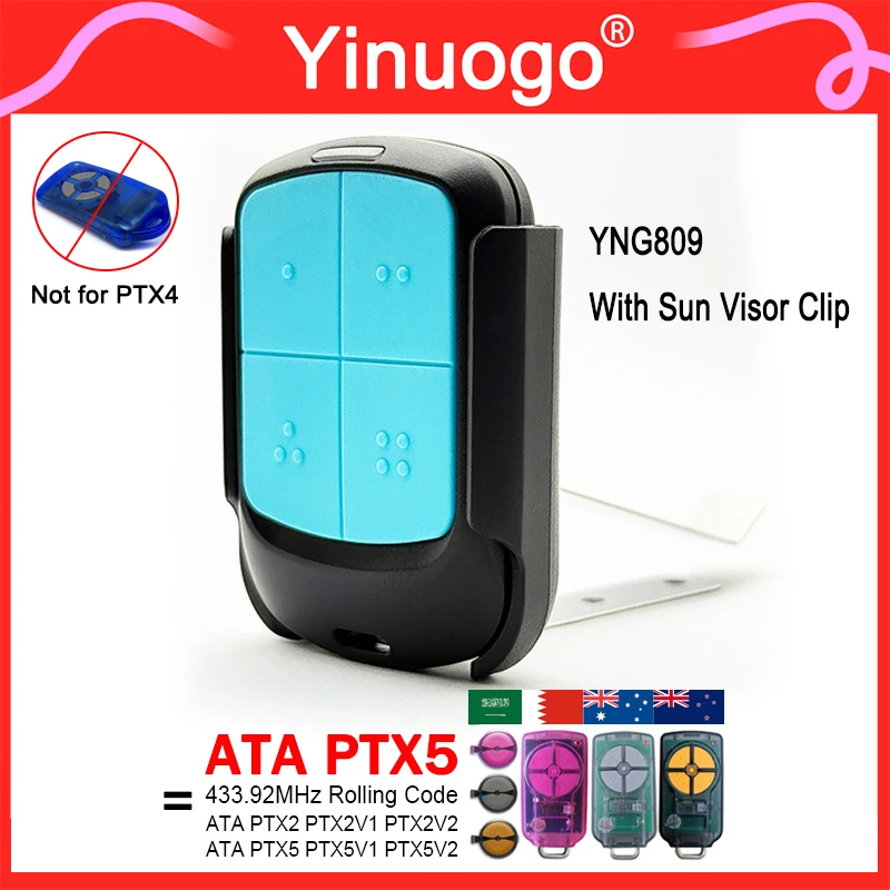 YNG809 باب المرآب التحكم عن بعد ل ATA PTX5 PTX5v2 مع كليب 433.92 ميجا هرتز رمز المتداول متوافق مع PTX-5 PTX5v1 PTX2 PTX-2v1 #1