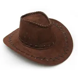 Nowy kapelusz kowbojski zamszowy wygląd dziki zachód przebranie mężczyzn panie Cowgirl kapelusz Unisex szerokie rondo Cowgirl czapka jazzowa hurtownia