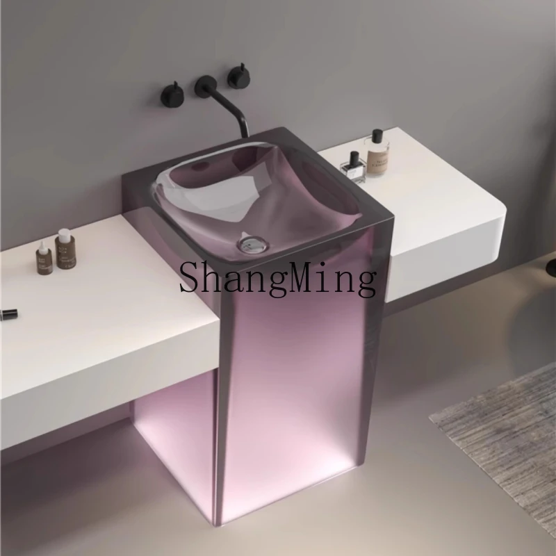 

FG resin transparent luminous B & B club small apartment hand washing basin washbasin washstand column basin sink pool