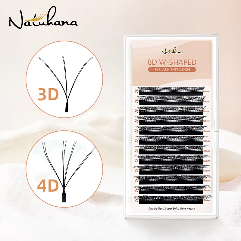 NATUHANA 3D 4D 5D 6D W Shaped Eyelash Extension C D L LU Curl Premade Fans W Style Lashes Faux Volume Lashes makeup Tools
