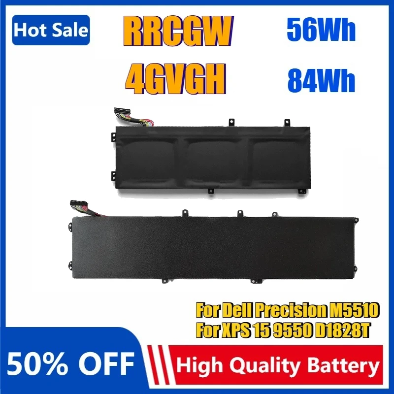 

New RRCGW 4GVGH Laptop Battery for Dell Precision M5510 for XPS 15 9550 D1828T M7R96 62MJV T453X 1P6KD P56F001 56Wh / 84Wh