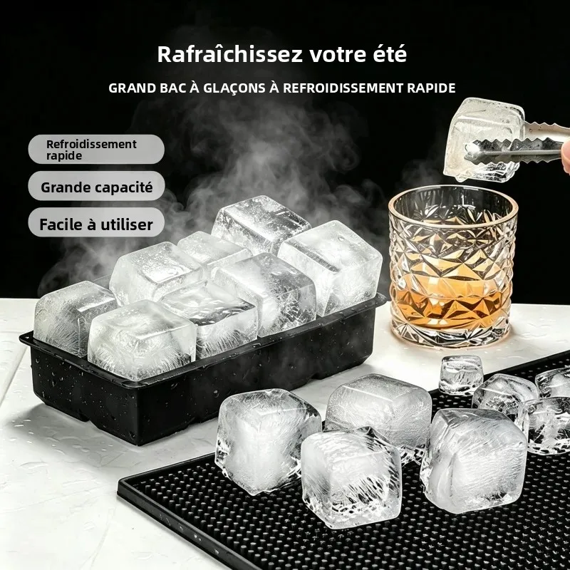 Moule à glaçons sphériques à 6 cavités en silicone alimentaire sans BPA, anti-fuite, facile à démouler, grand plateau à glaçons sphériques avec couvercle pour whisky et cocktails