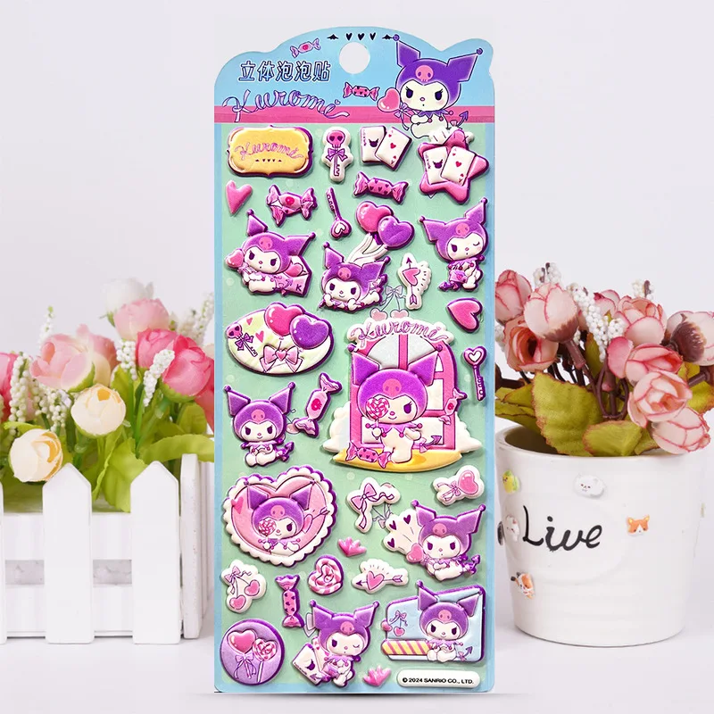 4 stücke Kawaii Kuromi 3d Blase Baumwolle Aufkleber Nette Diy Handy Fall Wasser Tasse Dekoration Aufkleber Student Konto Aufkleber Gif