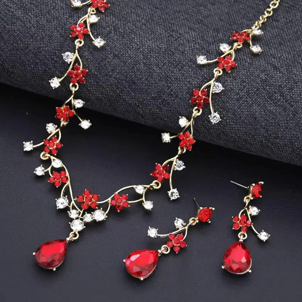 Strass gota de água conjuntos de jóias de noiva brilhante dourado requintado conjuntos de jóias doce charme estético gargantilha colar brinco conjunto