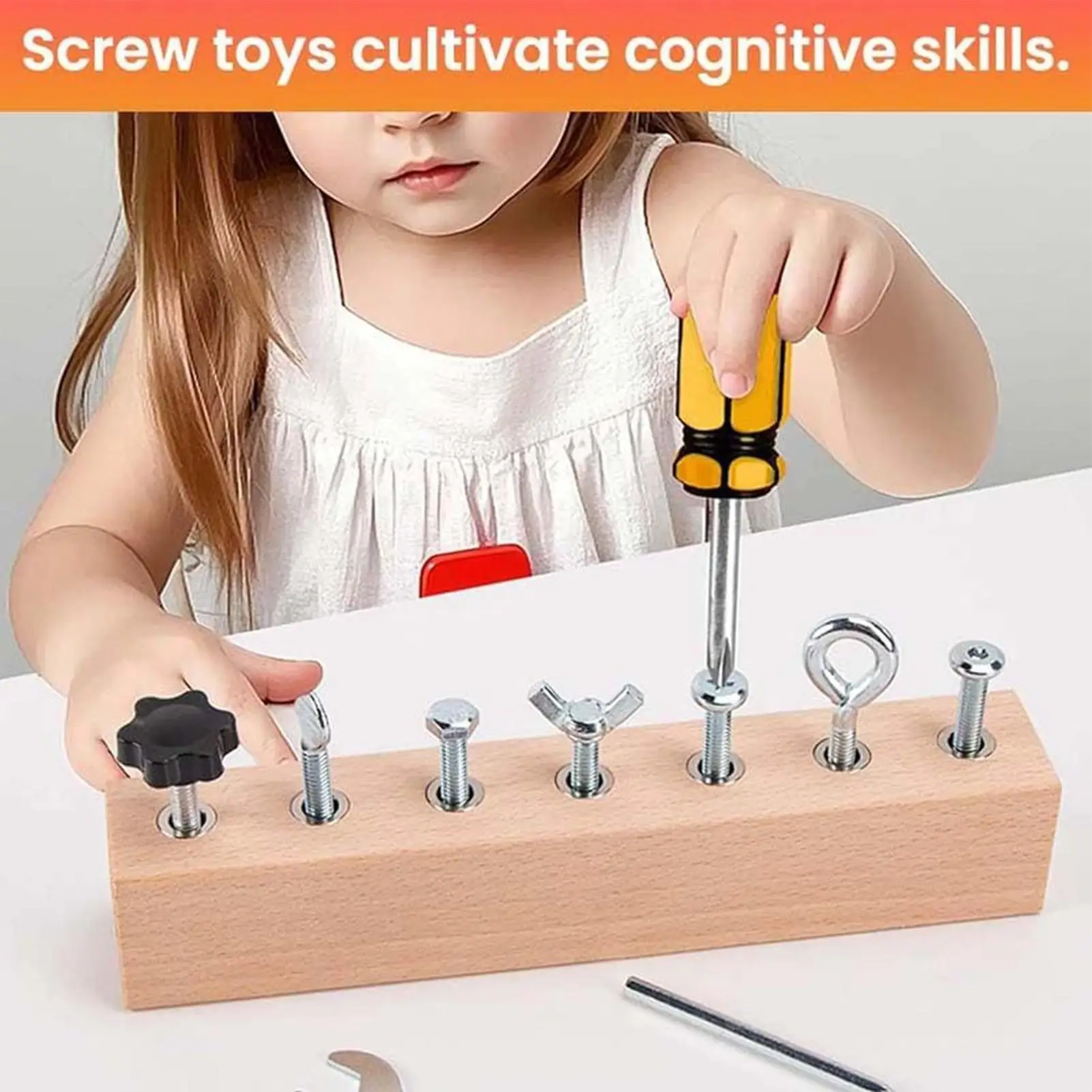 

Деревянная игрушка-конструктор для детей: разборная конструкция с винтами и гайками, развивающая мелкую моторику по методике Монтессори, тренирующая терпение и концентрацию.
