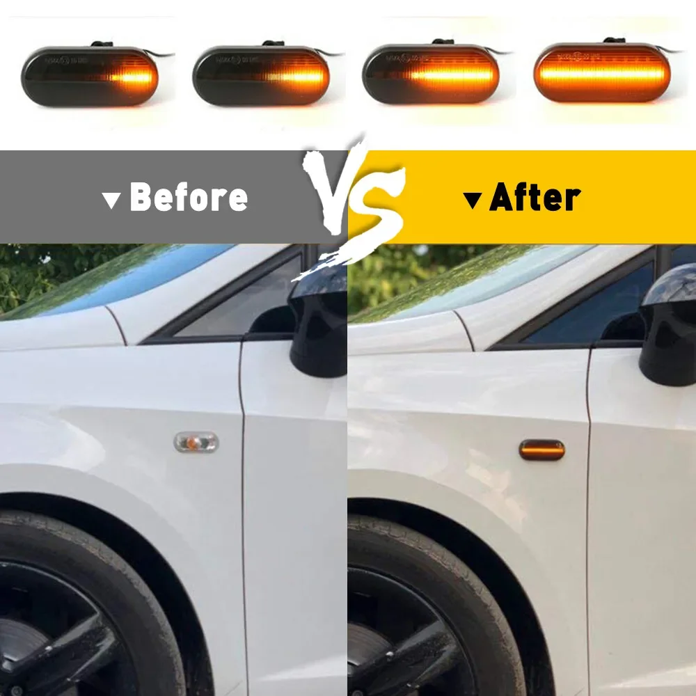 NLpearl 2PCS Dynamic Flowing LED Side Marker Light Lamp Car Tuning Light for VW Volkswagen Bora Golf 3/4 Passat 3B Polo 6N image 2