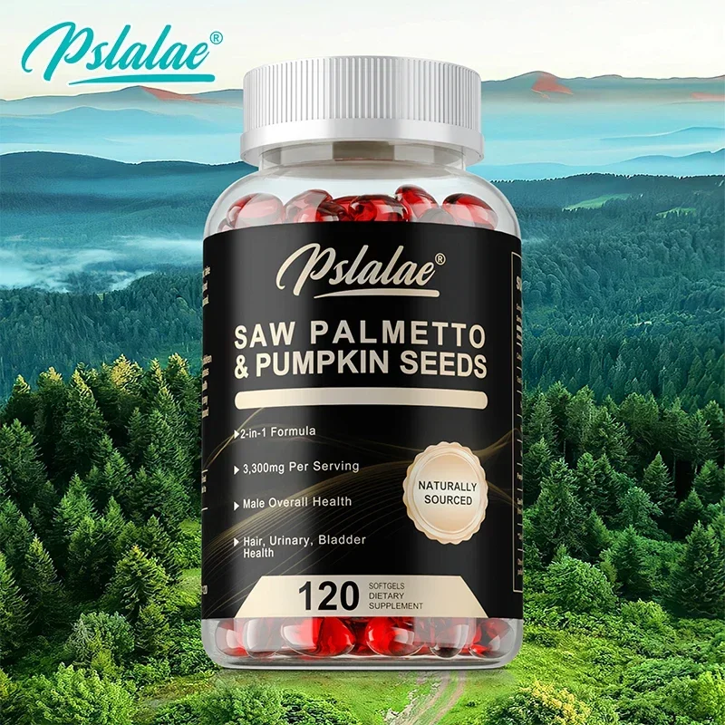 

2-in-1 Pumpkin Seed Oil and Saw Palmetto - Prostate Support Supplement, Promotes Urinary & Bladder Health, Promotes Hair Growth