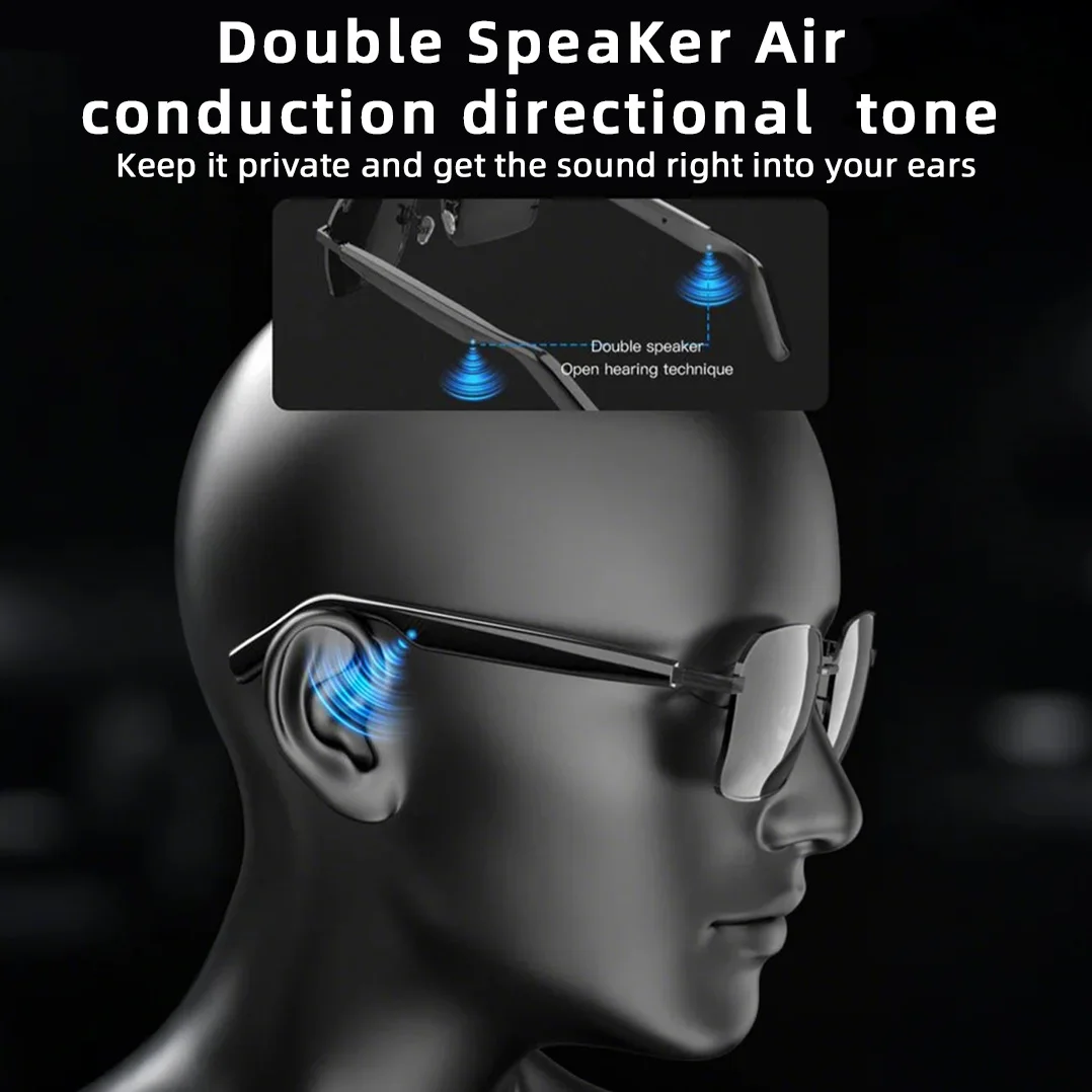 نظارات ذكية أنيقة لاسلكية 5.4 مكبر صوت مدمج، يدعم الرياضة الخارجية ومضاد للأشعة فوق البنفسجية مناسبة للرجال والنساء