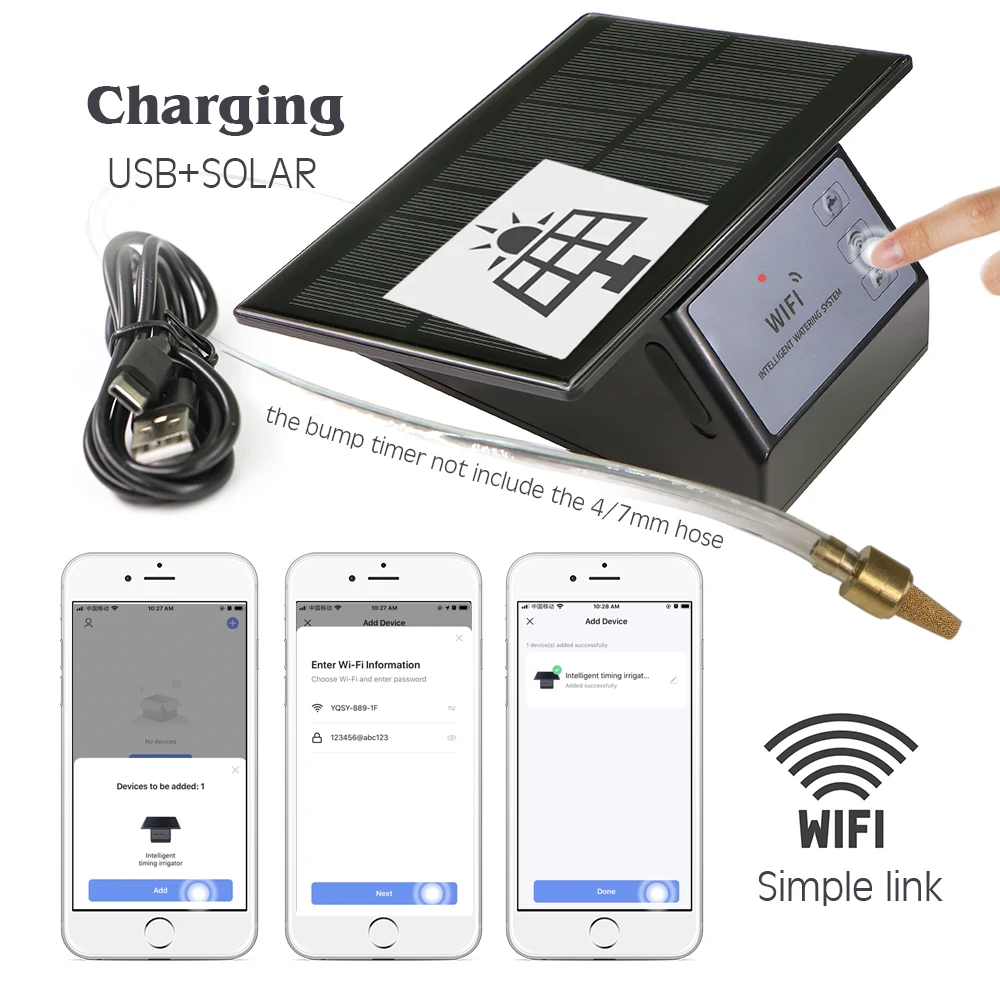 Imagem -03 - Mangueira de Conexão Antiderrapante com Trava Painel Solar Temporizador de Compatibilidade Wifi Irrigação Inteligente por Gotejamento Jardim de Controle Remoto Novo