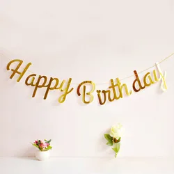 Happy Birthday Banner First Boy Girl Party Decoration Adult Kids Baby My 1st One Year Paper Garland Bunting Supplies Rose Gold