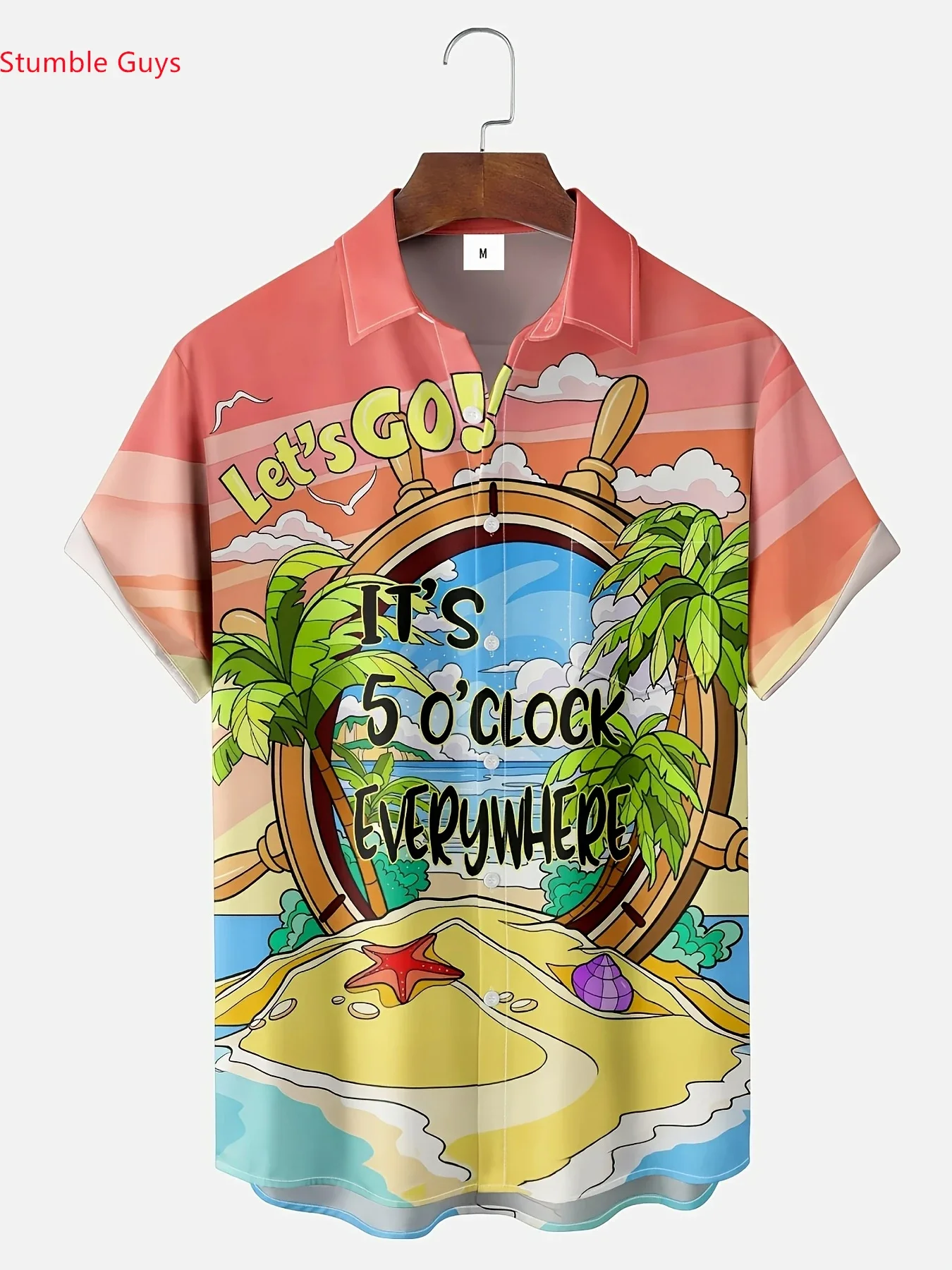 

Summer High Street Fashion Men's Hawaiian Shirt Man Short Sleeve Loose Print Casual Beach Party Street Style Tops