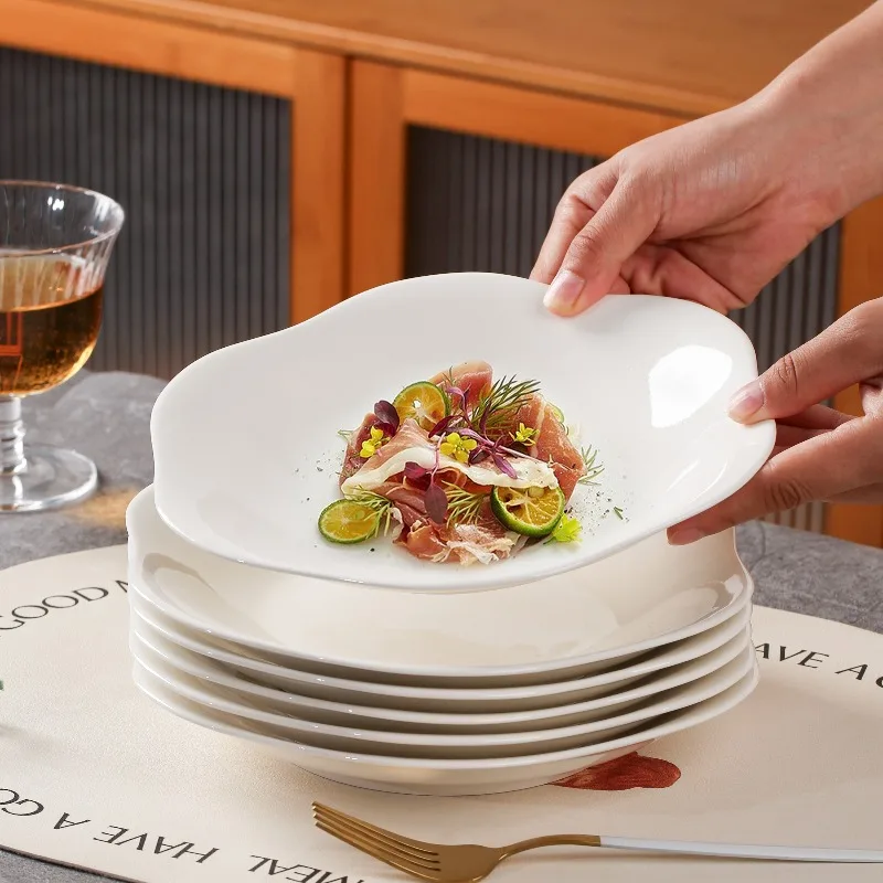 

Party Irregular Dinner Set Plates White Designer Elegant Ceramic Plates Dinner Sets Round Italian Vaisselle Kitchen Dishes