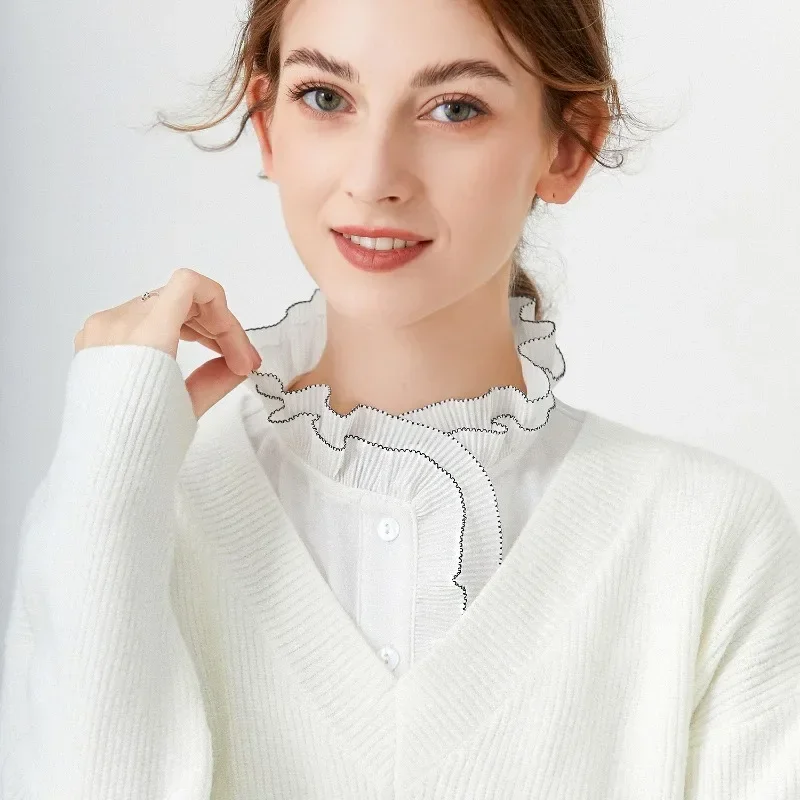 Classic Lady Shirt False Collar For Womens Shirt Lace Half Detachable False Faux Collar Tie False Collar Decorative