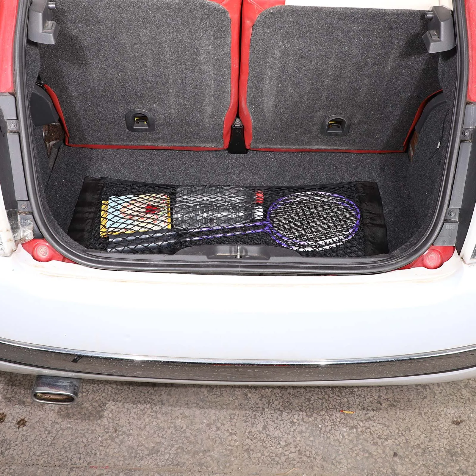 

For Fiat 500 2010-15 Car Trunk Cargo Organizer Storage Elastic Mesh Bag Luggage Nylon Cargo Storage Stretchy Net Car Accessories