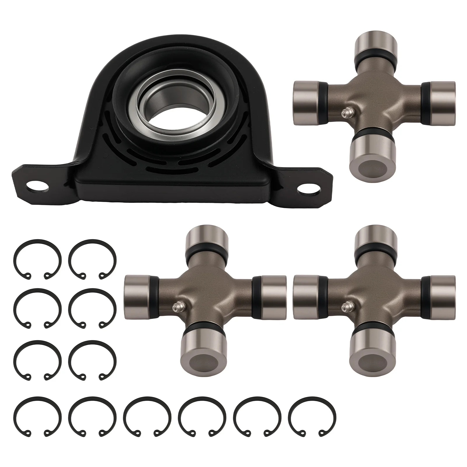 Prop Shaft Center Bearing Carrier + U-Joints for Ford F250 F350 Super Duty 99-10