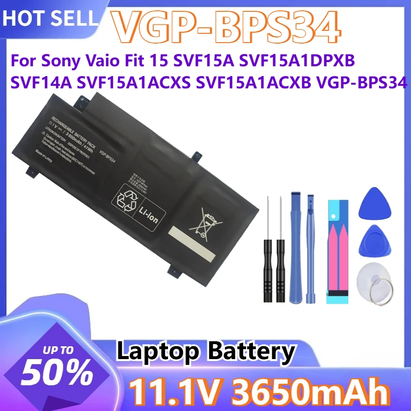 

For Sony Vaio Fit 15 SVF15A SVF15A1DPXB SVF14A SVF15A1ACXS SVF15A1ACXB VGP-BPS34 Laptop Battery 11.1V 3650mAh +tools