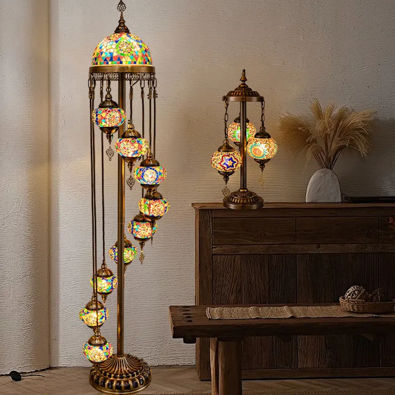 

Floor lamp romantic exotic handmade Xinjiang ethnic style retro living room western dining room bedroom lamp