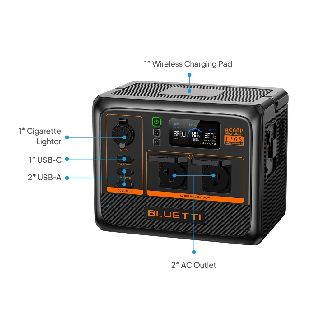 3 in 1 Portable Power Station Fantasy 6 Port Power Bank with Renewable Energy Source Solar Panel Car Charging MPPT Controller