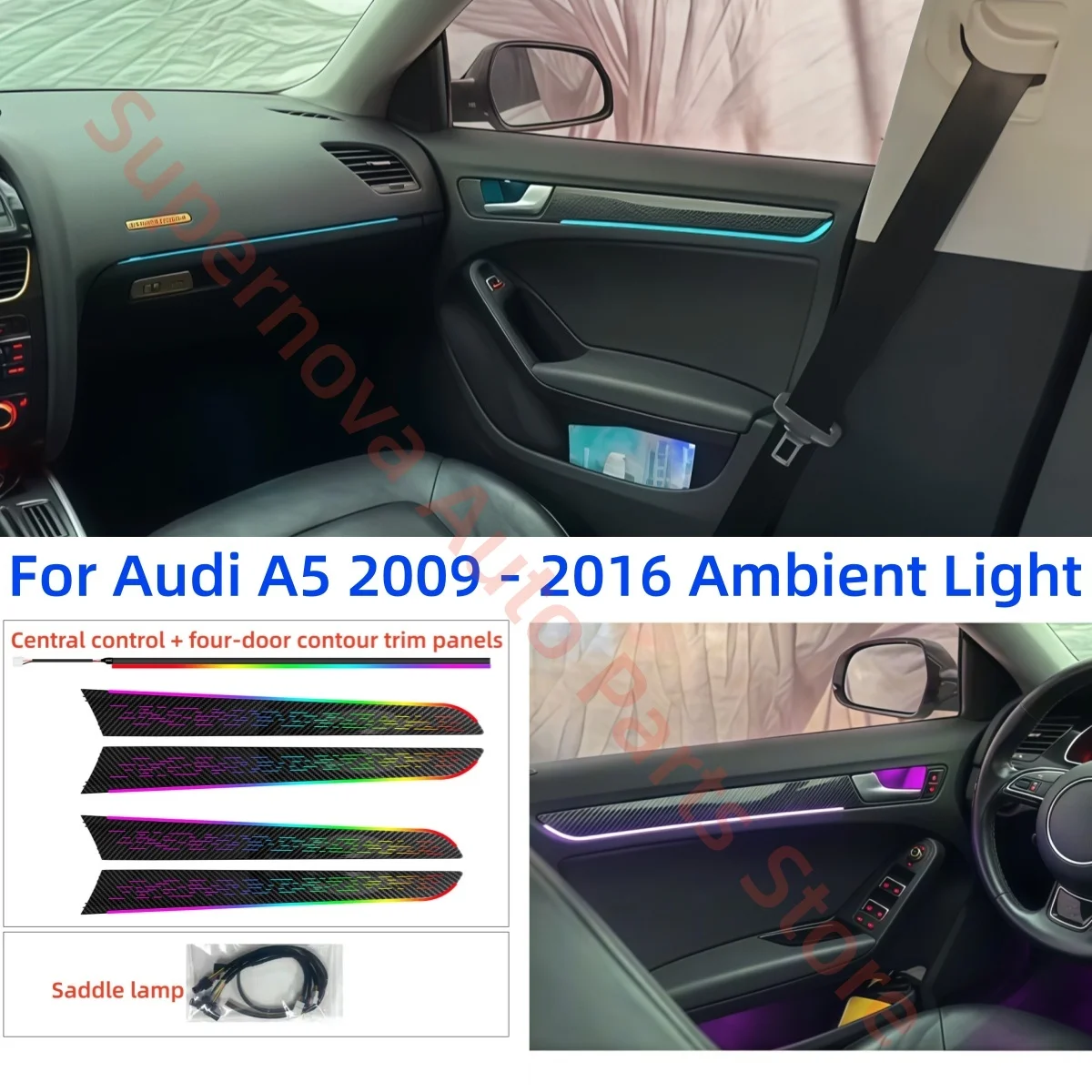 Ambient light For Audi A5 2009 - 2016 LED Atmosphere lamp automotive interior lighting upgrade Car accessories 1:1 trim strip