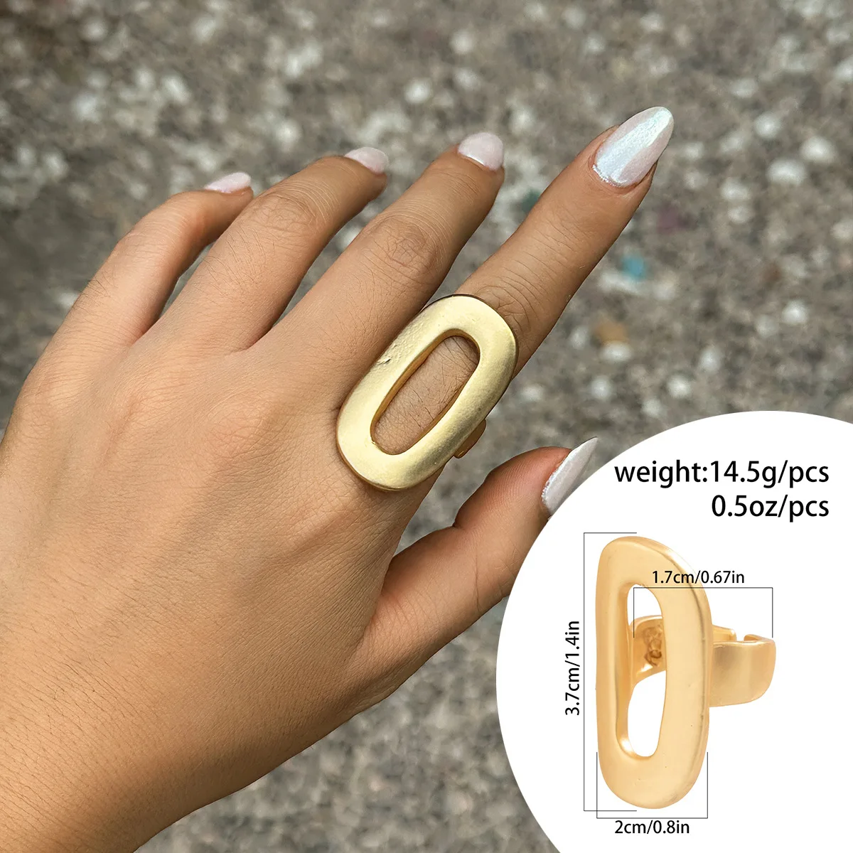 HUANQI Exaggerated Geometric Flower Metal Chunky Rings for Women Girls Simple Irregular Adjustable INS Fashion Vintage Jewelry