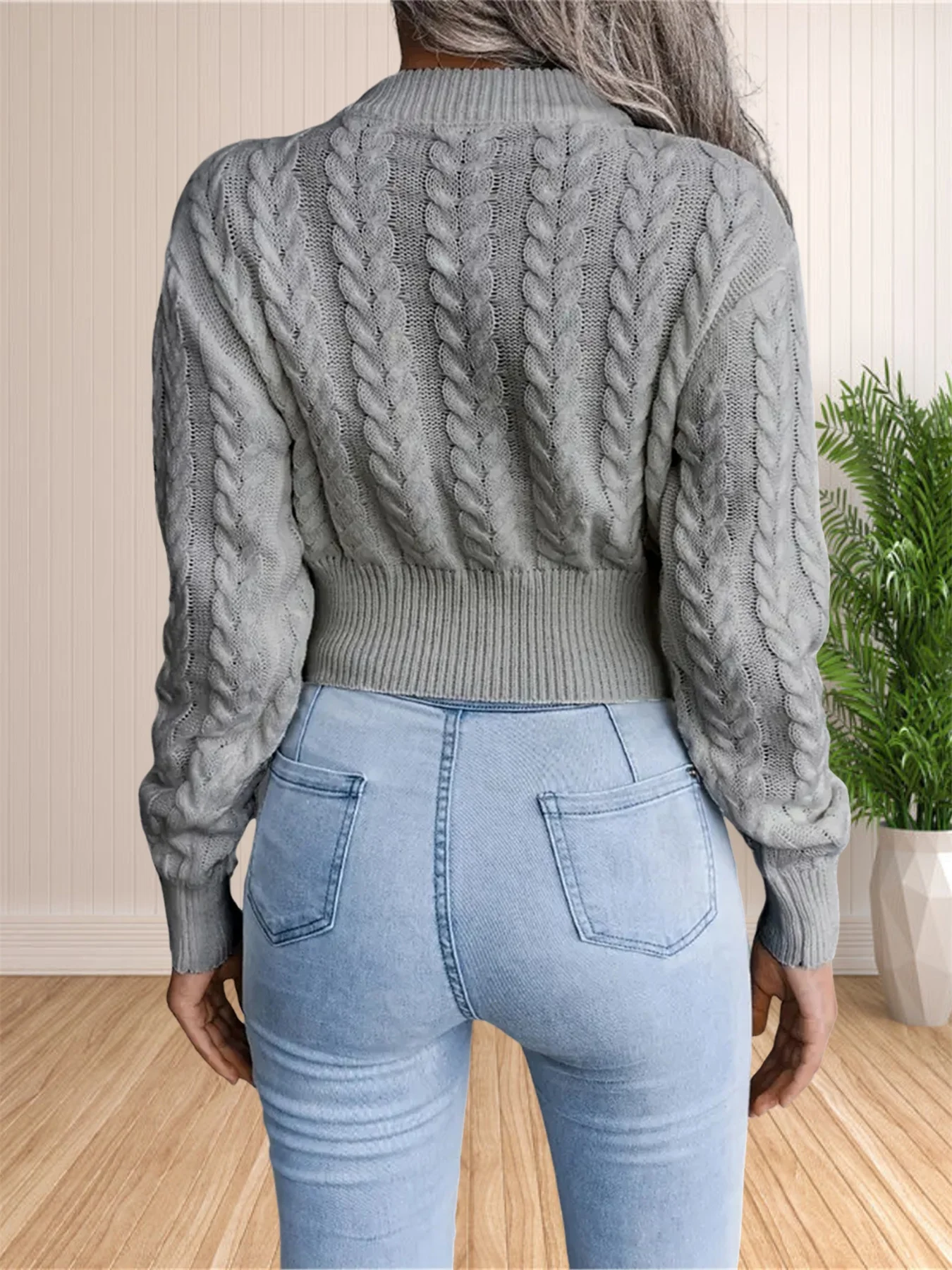 سترة نسائية محبوكة بأكمام طويلة ، طراز إنز ، توب غير رسمي ، الخريف ، الخريف ، الشتاء #6