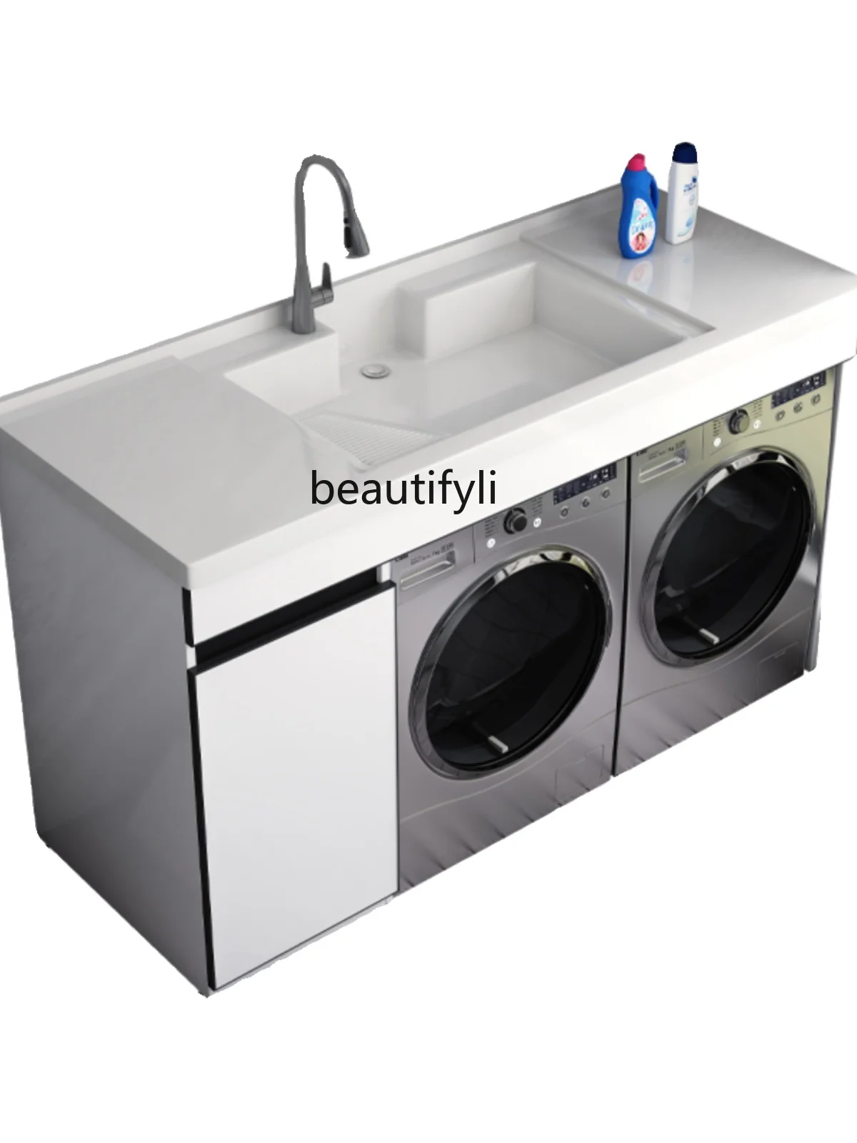 Balconyhoneycomb aluminum washing machine integrated cabinet small apartment laundry table with washboard combination wash basin