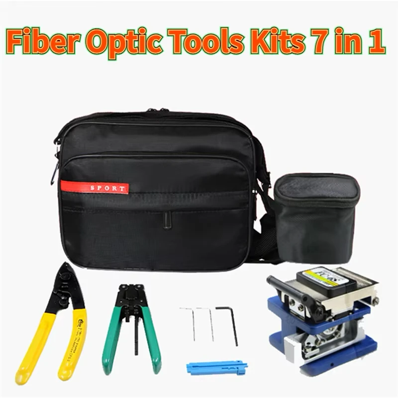 

7 In 1 Fiber Optic Tools Kits FTTH Fiber Optic Tool Bag with Fiber Stripper fc-6s Fiber Cleaver Large Capacity Bag