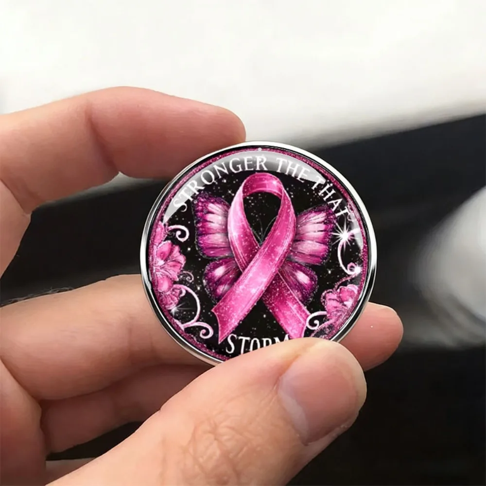 6-20Pcs 2D Flat Pink Ribbon Butterfly Brooch Breast Cancer Awareness Lapel Pin Inspirational Stainless Steel Badge Survivor Gift