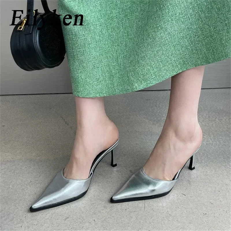 Eilyken Fashion Pointed Toe  Women Slipper Thin High Heel Shoes Elegant Slingback Pumps Shallow Mules tacones mujer