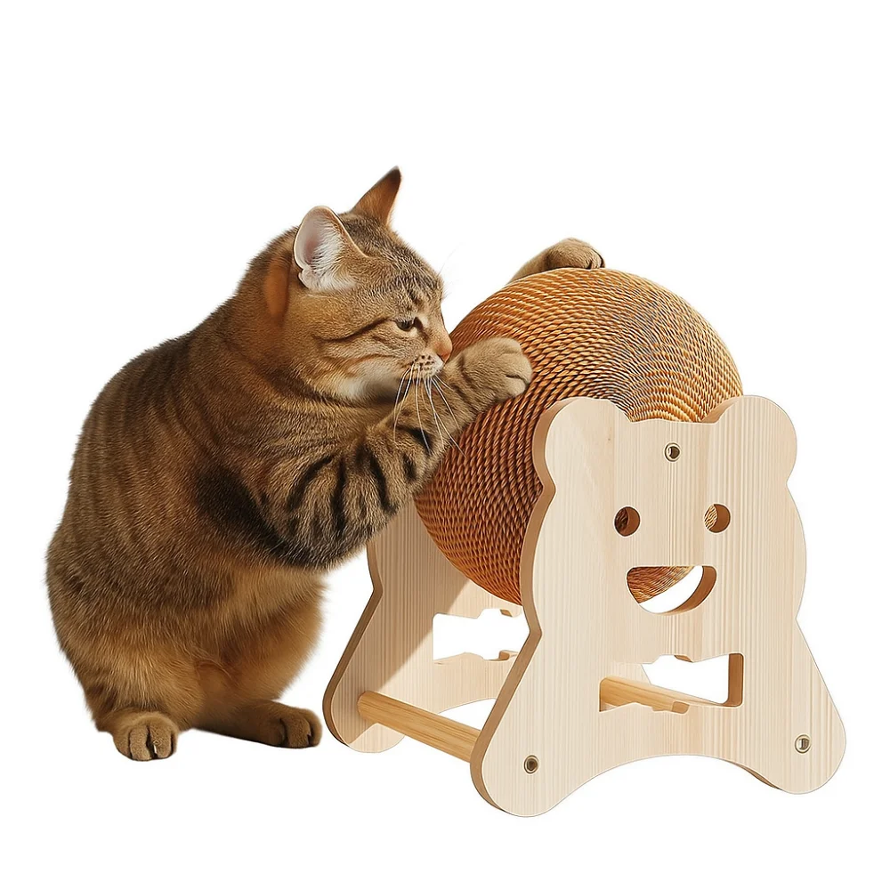 

Sisal Rope Cat Scratching Ball Grinding Paw Wooden Kitten Scratch Board Wear-Resistant Stable Cat Scratcher Toy Indoor