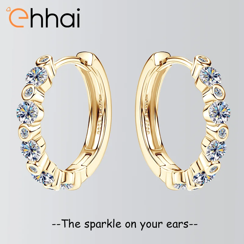 

Ehhai GRA Certified Round Moissanite Classic Hoop Earrings for Women Real S925 Sterling Silver Earring Fine Jewelry Pendientes