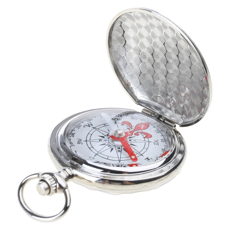 Y1UB Multifunction Camping Hiking Portable Pocket Watch Flip-Open Compass Outdoor Navigation Tools - Gold Silver