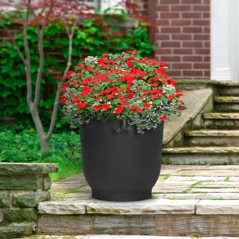 

21 Inch Wide x 20 Inch High Modern Circular Indoor/Outdoor Flowerpot Plant Pot Decorative Garden Container
