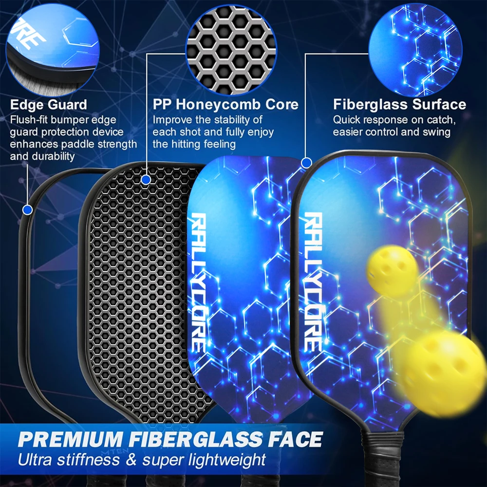 

Performance Pickleball Paddles Set 2 Professional-Grade Honeycomb Core Rackets with 4 Balls & Durable Carry Bag for Adults & Yo