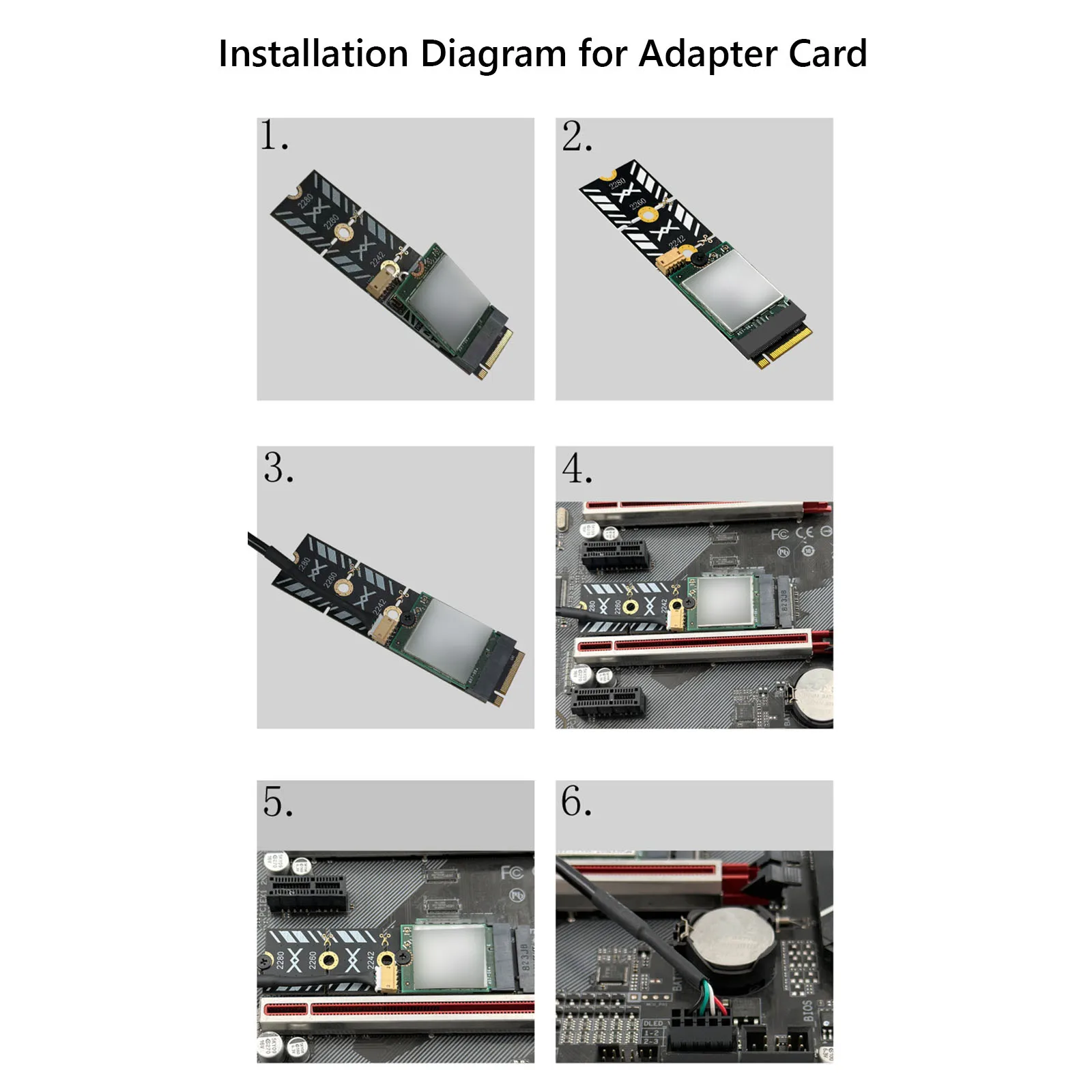 Adapter for M.2 WiFi Card To NVMe Tools Included M.2 WiFi Interface A/E To M Key Expansion Card for 2230 2242 2260 2280 SSD