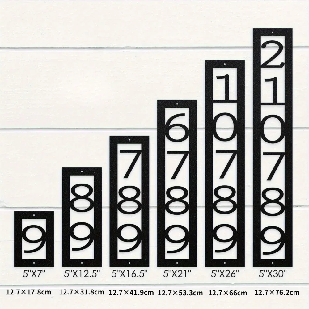 ยกระดับสไตล์บ้านของคุณด้วยป้ายหมายเลขบ้านแนวตั้ง 1 ชิ้น, เป็นตัวอักษรที่ทันสมัยแผ่นโลหะและหลักเก๋ไก๋สําหรับการแสดงผลที่มีความซับซ้อน