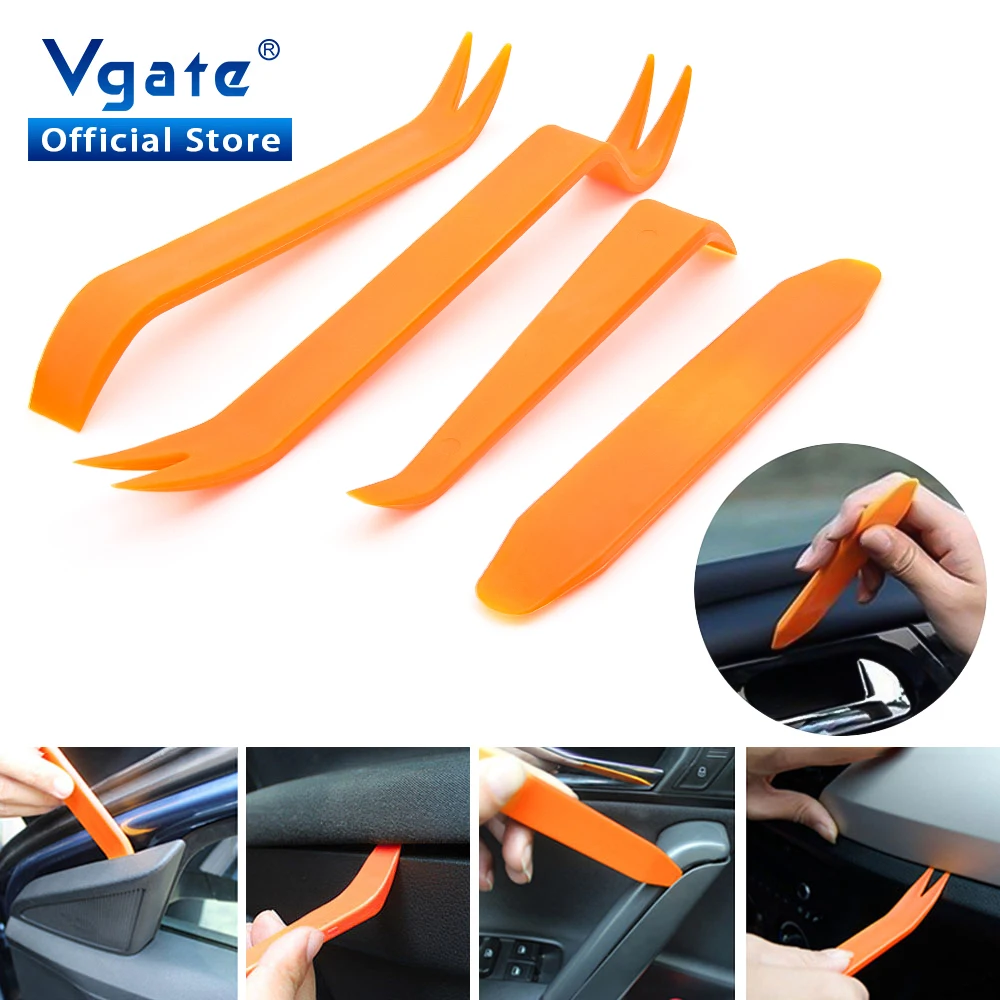 Vgate 4pcs Auto Dismantle Tools Kit Car Radio Door 0.5cm Clip Panel Trim Dash Audio Removal Installer Pry Kit Refit Set